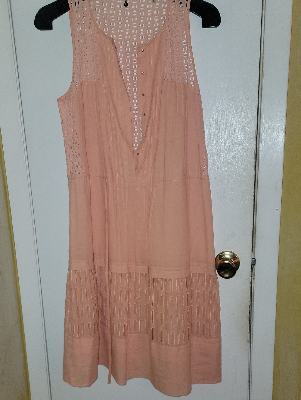 Rebecca Taylor Peach Eyelet Sleeveless Midi Dress